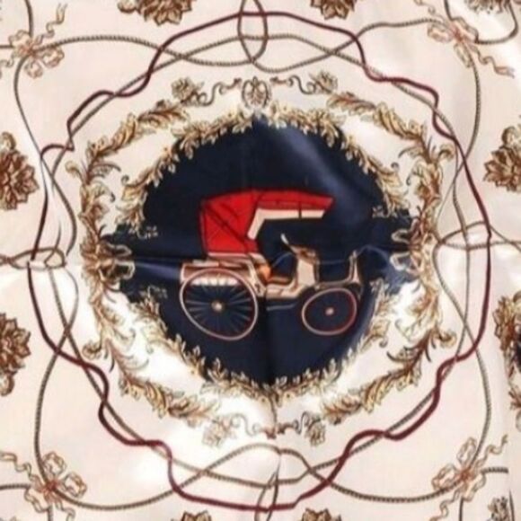 New "American Vintage" Elegant Baroque Carriage Ornate Silky Scarf - Picture 6 of 12